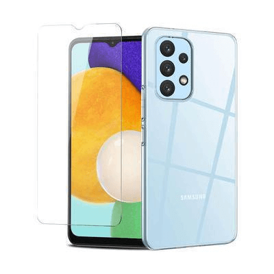 [PPSAA2345PAC] Displayschutzfolie aus gehärtetem Glas + Hybrid-Hülle 3.00 10.0 Samsung Galaxy A23 5G / A23 4G / M13 / M23 transparent