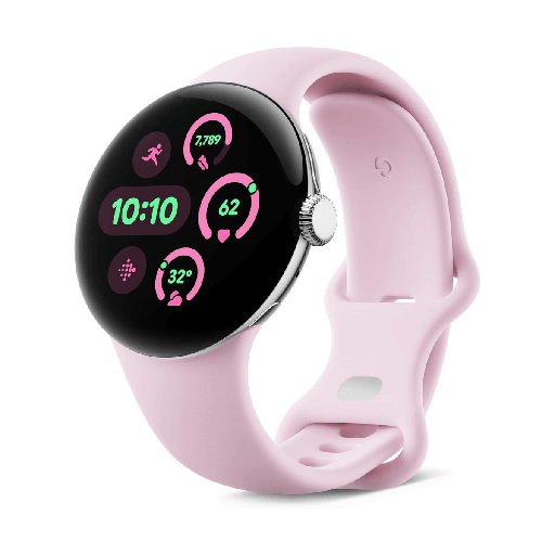 [GPWH3WIFISLPK] Google Pixel Watch 3 41mm Wi-Fi argento lucido e cinturino Sport al quarzo rosa