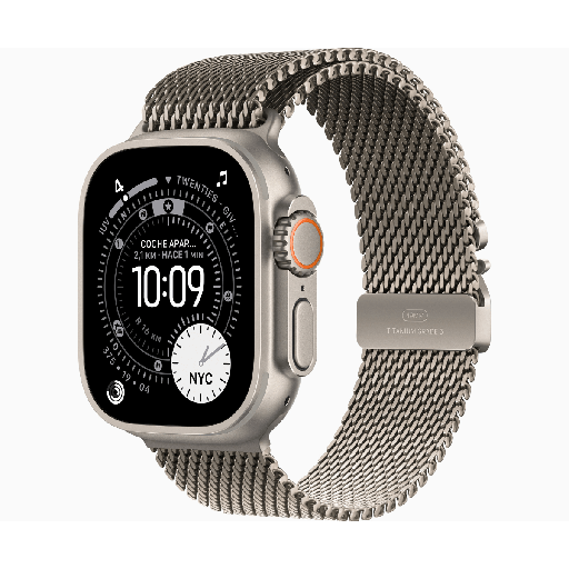 [APPWTCHULT35G49TNTMLGYL] Apple Watch Ultra 3 GPS + Cellular 49 mm in titanio naturale con cinturino in maglia milanese grigio (Natural Titanium) - Taglia L