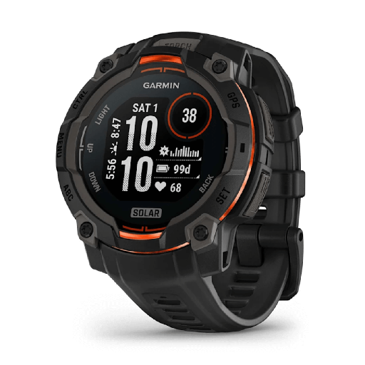 [GARINST3SOLGPS45MMBK] Relógio inteligente Garmin Instinct 3 Solar GPS de 45 mm, preto, com pulseira preta.
