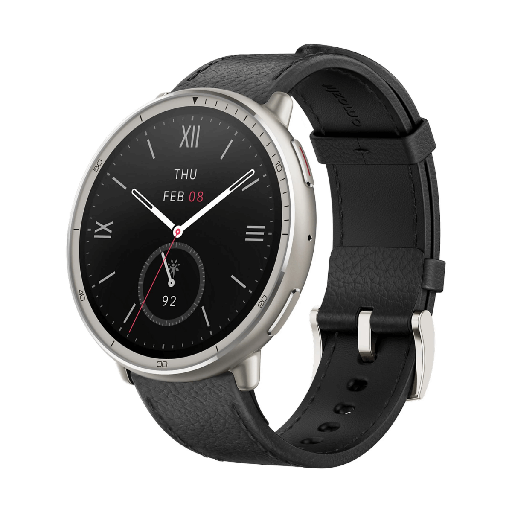 [AMAACT2ROU44GPSVPBK] Amazfit Active 2 (Round) 44mm GPS Premium Version Black Leather