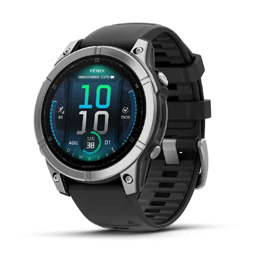 [GARFENEAMO47GPSINOXCSBK] Garmin Fenix E AMOLED 47mm GPS in acciaio inossidabile con cinturino in silicone nero