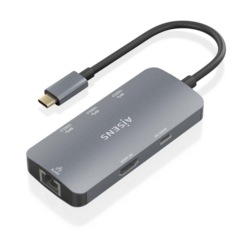 [MDMX12026968] Docking USB Tipo-C Aisens ASUC-6P019-GR/ 1xHDMI 4K/ 3xUSB/ 1xRJ45/ 1xUSB Tipo-C PD/ Gris