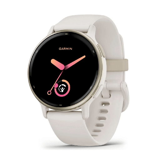 [GARVIVACT5GPS42MMWH] Garmin Vivoactive 5 GPS 42mm White Aluminum Bezel (Cream Gold) with White Silicone Strap (Ivory)