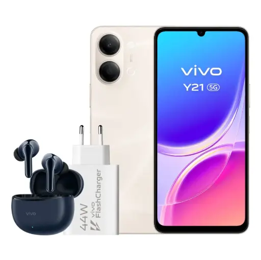 [VIVY215G4256GLCA] Vivo Y21 5G 4GB/256GB Gold (Champagne Gold) Includes Charger + Headphones