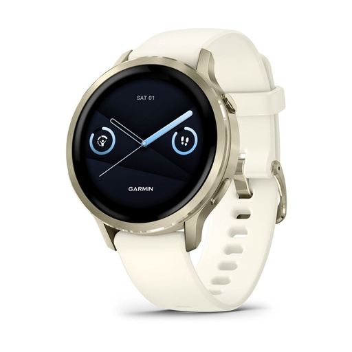 [GARVEN4GPS41MMINOXGLCSWH] Garmin Venu 4 GPS 41mm Acero Inoxidable Oro y Correa Silicona Blanco (Bone)