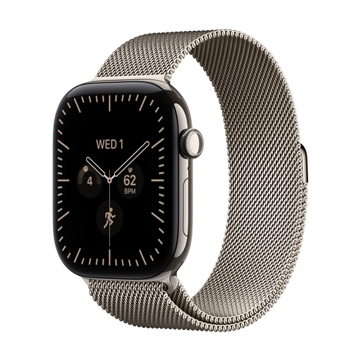 [APPWTCHS12CEL42TNTCMLNT] Apple Watch Series 12 GPS + Cellular 42mm Natural Titanium and Natural Milanese Loop Strap