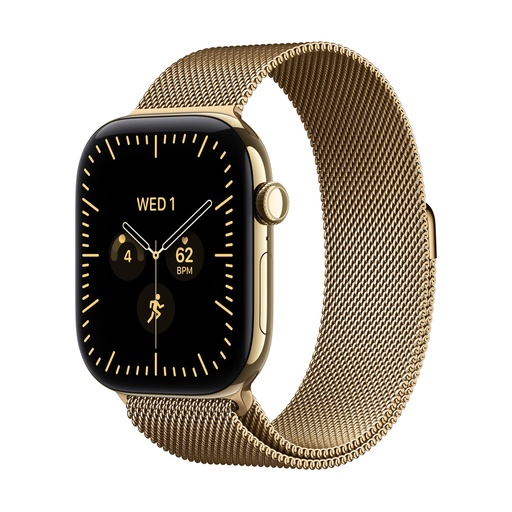 [APPWTCHS12CEL42TGLCMLGL] Apple Watch Series 12 GPS + Cellular 42mm Titanio Oro y Correa Milanese Loop Dorado
