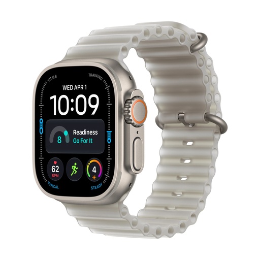 [APPWTCHULT45G49TNACOGY] Apple Watch Ultra 4 GPS + Cellular 49mm Titânio Natural com Bracelete Translúcida Oceano Cinza